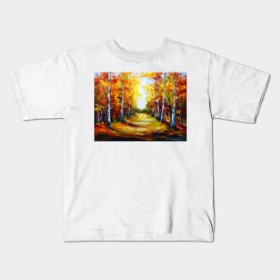 Birch road to the light Kids T-Shirt